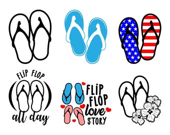 FLIP FLOP SVG, flip flop bundle, flip flop clipart, summer shoes, summer svg, beach shoes, flip flop cut file, flip flop silhouette, d577