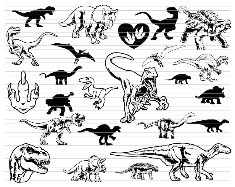 Dinosaur Svg Dinosaur Bundle Dinosaur Clipart Dinosaur T - Etsy