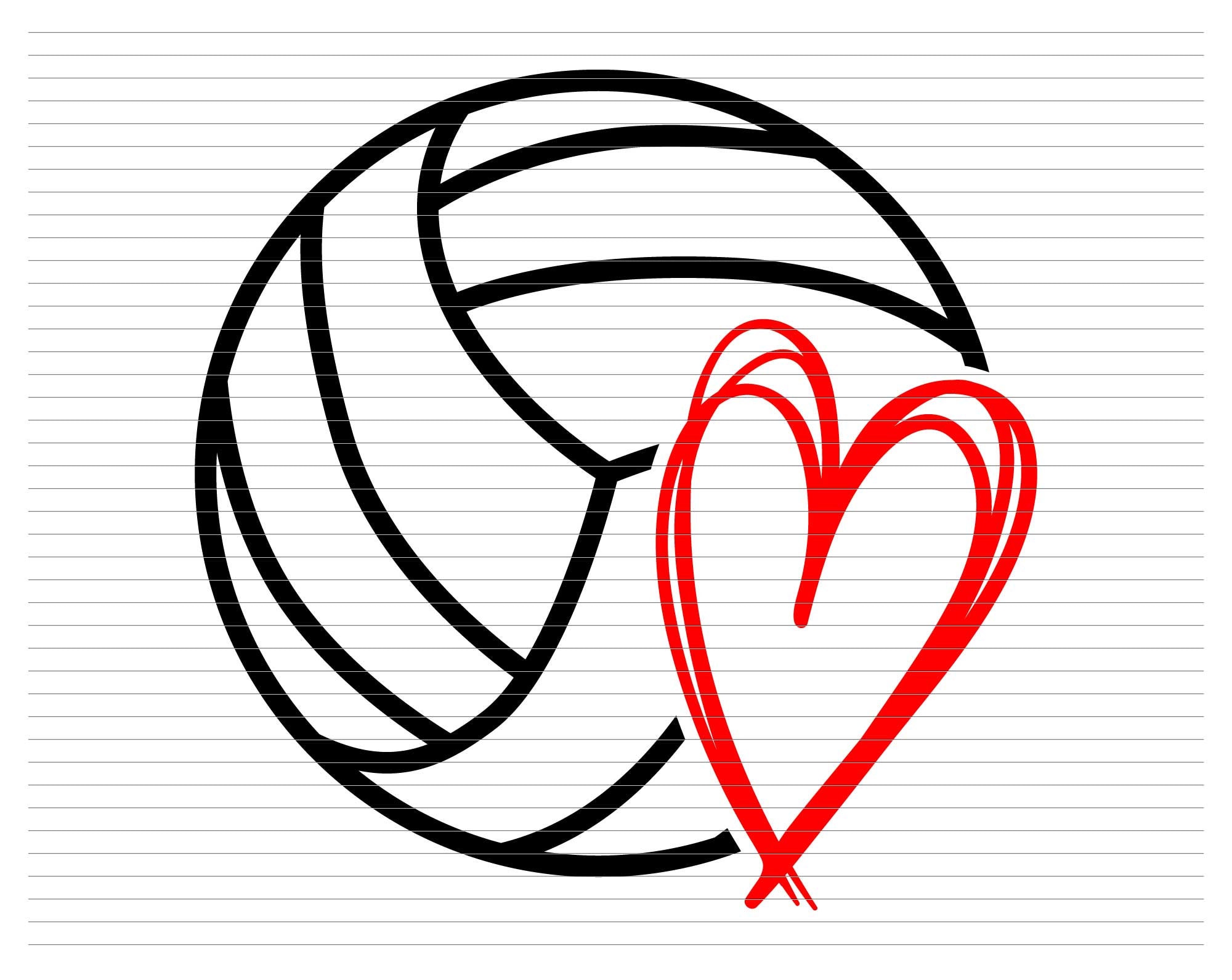 Volleyball Love Svg, Volleyball Clipart, Volleyball Silhouette