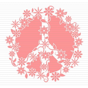 SÍMBOLO DE PAZ SVG Signo de paz, Floral svg, Camiseta de paz svg, paz con flor svg, Archivos de corte de silueta, Archivos Cricut Svg Png Dxf Eps d199