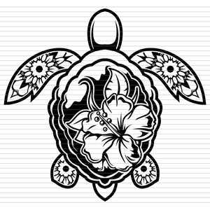 Turtle hawaiian svg sea turtle floral turtle mandala turtle ocean turtle sea animal turtle clipart swimming turtle turtle silhouette d791