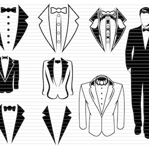 Tuxedo bundle svg, tuxedo clipart, tuxedo svg, suit clipart, bow tie, bow svg, tuxedo bow, tuxedo man, wedding tuxedo, wedding clothes, d795