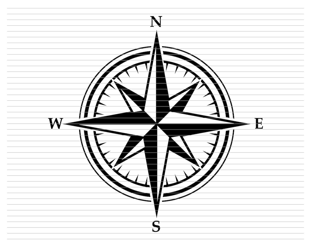 COMPASS SILHOUETTE SVG, Nautical Compass, Travel Compass, Compass, Sea