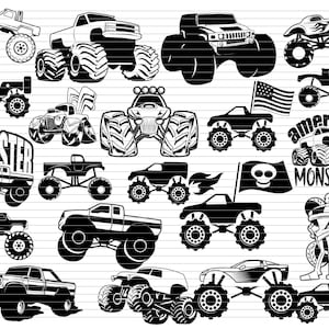 MONSTER TRUCK BUNDLE, monster truck svg, pickup truck, monster truck clipart, monster truck shirt, truck svg, truck clipart, car svg, d663