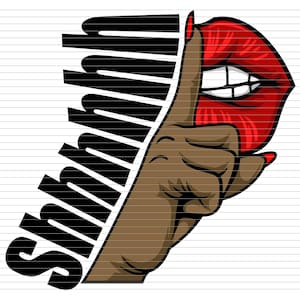 DOIGT CHUT FEMELLE main majeur fermé le f*ck up geste chut bouche attitude lèvres rouges clipart svg dxf eps png cricut silhouette d11