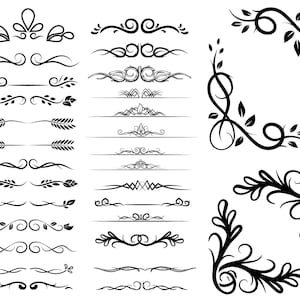 DECORATIVE LINES SVG, decorative bundle, floral ornaments, divider svg, text divider, floral lines, divider bundle, decoration divider, d562