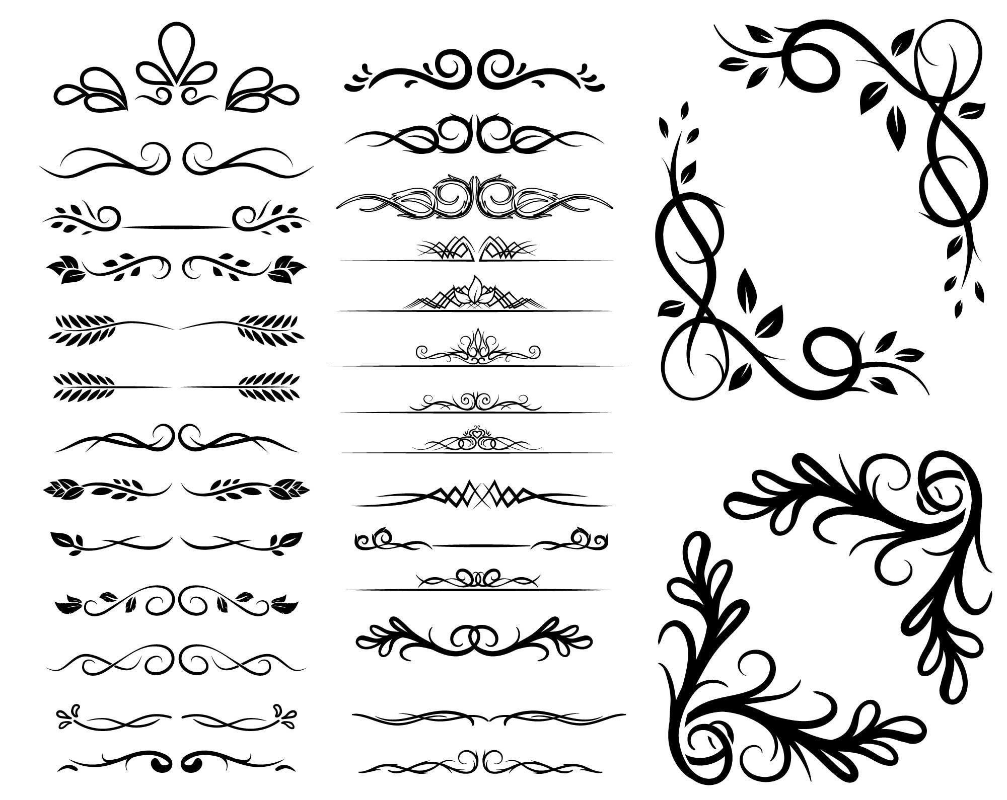 DECORATIVE LINES SVG, Decorative Bundle, Floral Ornaments, Divider Svg ...