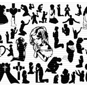 Gebed SVG bundel Biddende mensen SVG Bidden clipart Bidden silhouet priester SVG Baby bidden Bidden bundel gesneden bestand Bidden hoofd d909
