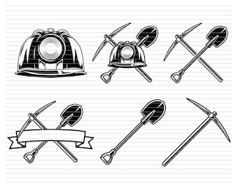 MINER HELMET SVG, miner bundle, mining bundle svg, coal miner svg, mining tools svg, mining hat svg, crossed mining svg, mining shirt, d650