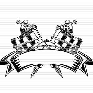 TATTOO MACHINE CROSSED Banner Tattoo Gun Ink Gun Tattoo Gun Clipart Tattoo Maschine Tattoo Silhouette Tattoo Maschine Tattoo d746