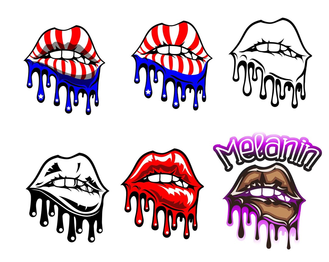 DRIPPING LIPS SVG, Lips Svg, Lips Clipart, Dripping Lips Bundle, Lips