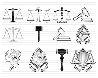 JUSTICE SVG BUNDLE, justice clipart, justice hammer, clipart, lawyer svg, law svg file, scales of justice, scale justice, law justice, d619