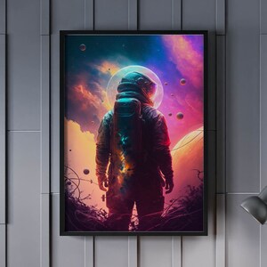 Astronaut in space art print, Colorful Astronaut wall art poster, Spaceman Print, outer Space, Wall Decor,Home Decor, Original print