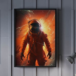 Space Astronaut Painting Art Print, Astronaut Painting Wall Art Poster, Original Space Artwork by Artist