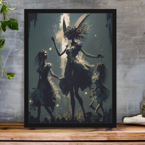 Dancing witches gothic poster print (Collage Art, gothic home decor, Retro Art, Gothic wall decor, goth Art, Art Print,Wall Decor,gift)