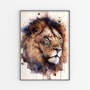 Lion watercolor art print, Lion Wall Art Poster, Animals poster print ,Original Animal Painting Artwork by Artist