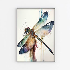 Insekte Aquarell Malerei,Libelle Malerei,Insekte Kunst,Entomologie Kunst,Wand Deko,Wandkunst,Wohnkultur,Große Wandkunst