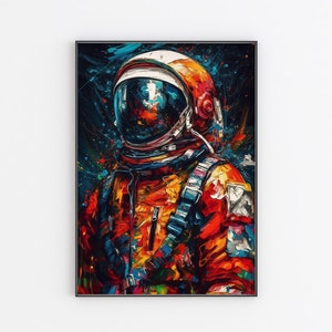 Astronaut oil painting art print, Astronaut in space wall art poster, spaceman print, Original Artwork by Artist