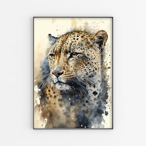 Leopard Watercolor Painting,Leopard Painting poster,Leopard Art print ,wall decor,Wall Art,Home Decor,Large wall art,Housewarming Gift