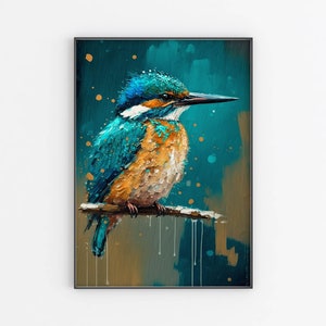 Kingfisher oil Painting,Kingfisher Painting poster,Kingfisher Art print ,wall decor,Kingfisher Wall Art,Home Decor,Housewarming Gift