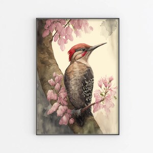 Woodpecker Watercolor Painting,Painting poster print,Woodpecker Art print ,wall decor,Wall Art,Home Decor,Large wall art,Housewarming Gift