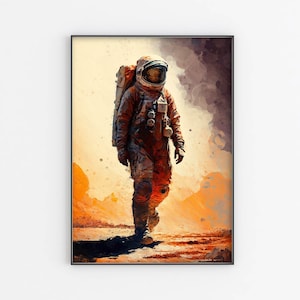 Astronaut Poster Print | Astronaut on Mars Wall art print | Outer Space Print | Space Poster | Wall Decor | Home Decor | Original print