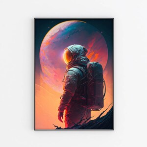 Space wall art, Synthwave Astronaut Poster, Space Print, Space wall art, outer Space, Wall Decor, Home Decor, Original print, large wall art