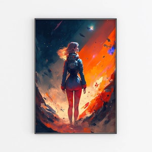 Space Poster,Sci-fi Space painting,space art,outer Space art poster print,Astronaut Wall Decor,Home Decor,Original print,Large wall art