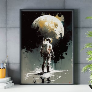 Astronaut oil painting art print, Dark goth Astronaut wall art poster, Spaceman Print, outer Space, Wall Decor, Home Decor, Original print