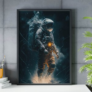 Astronaut space painting art print, Astronaut in space wall art poster, spaceman print, Outer space wall art, Original Artwork by Artist