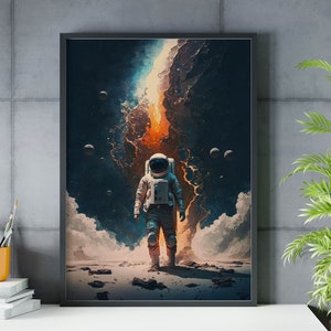 Space Astronaut Painting Art Print, Astronaut Painting Wall Art Poster, Original Space Artwork by Artist
