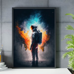 Impresión de póster de astronauta,Arte mural del astronauta,Impresión del espacio exterior,Póster espacial,Arte de ciencia ficción,Decoración de pared,Decoración del hogar,Impresión original,Decoración de la oficina en casa