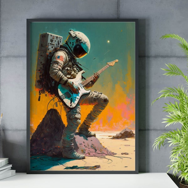 Astronaut Poster Print | Spaceman oil painting Wall art print | Outer Space Print | Space Poster | Wall Decor | Home Decor | Original print