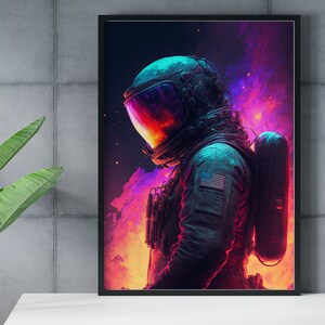 Astronaut in deep space painting Art Print, Astronaut Painting Wall Art Decor, Original spaceman Artwork by Artist