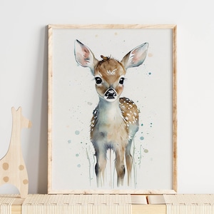 Nursery Wall art,Baby Deer Print,Woodland Nursery,Modern Nursery Decor,Baby Shower Gift,kid poster,girl room art,Baby girl gift,newborn gift