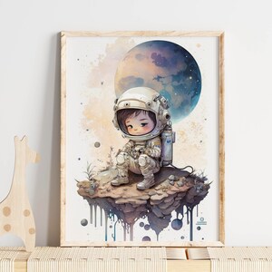 Nursery wall art,Baby Astronaut watercolor Print,Modern Nursery Decor,Child decor,Baby Shower Gift,girls room art,boys room art,newborn gift