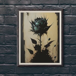 Gothic Black Rose Poster art Print | Dark Art | Rose Wall Decor | Gothic art decor | Occult Art | Black Rose Illustration | Gothic Gift