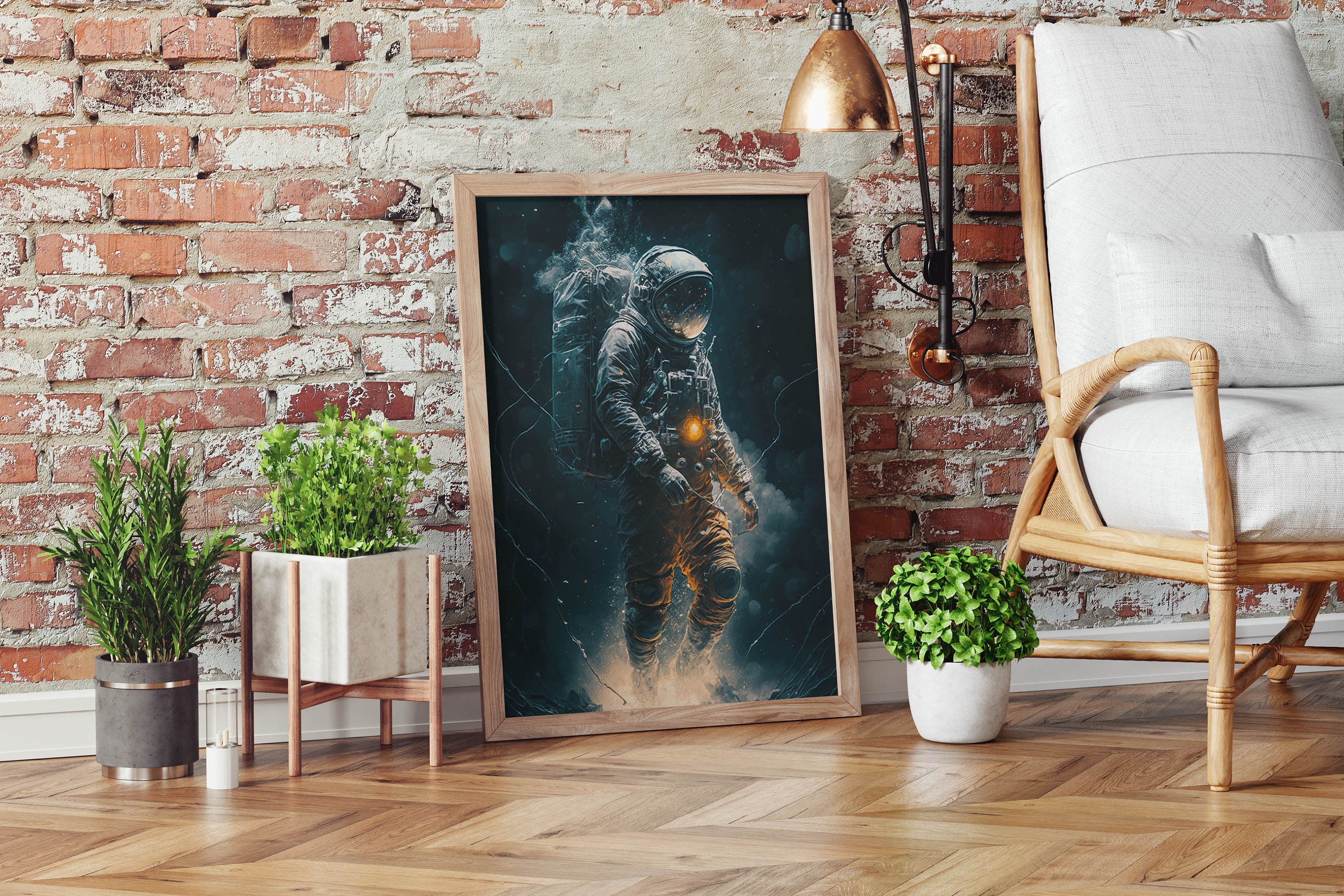 Astronaut Space Painting Art Print, Astronaut in Space Wall Art Poster ...