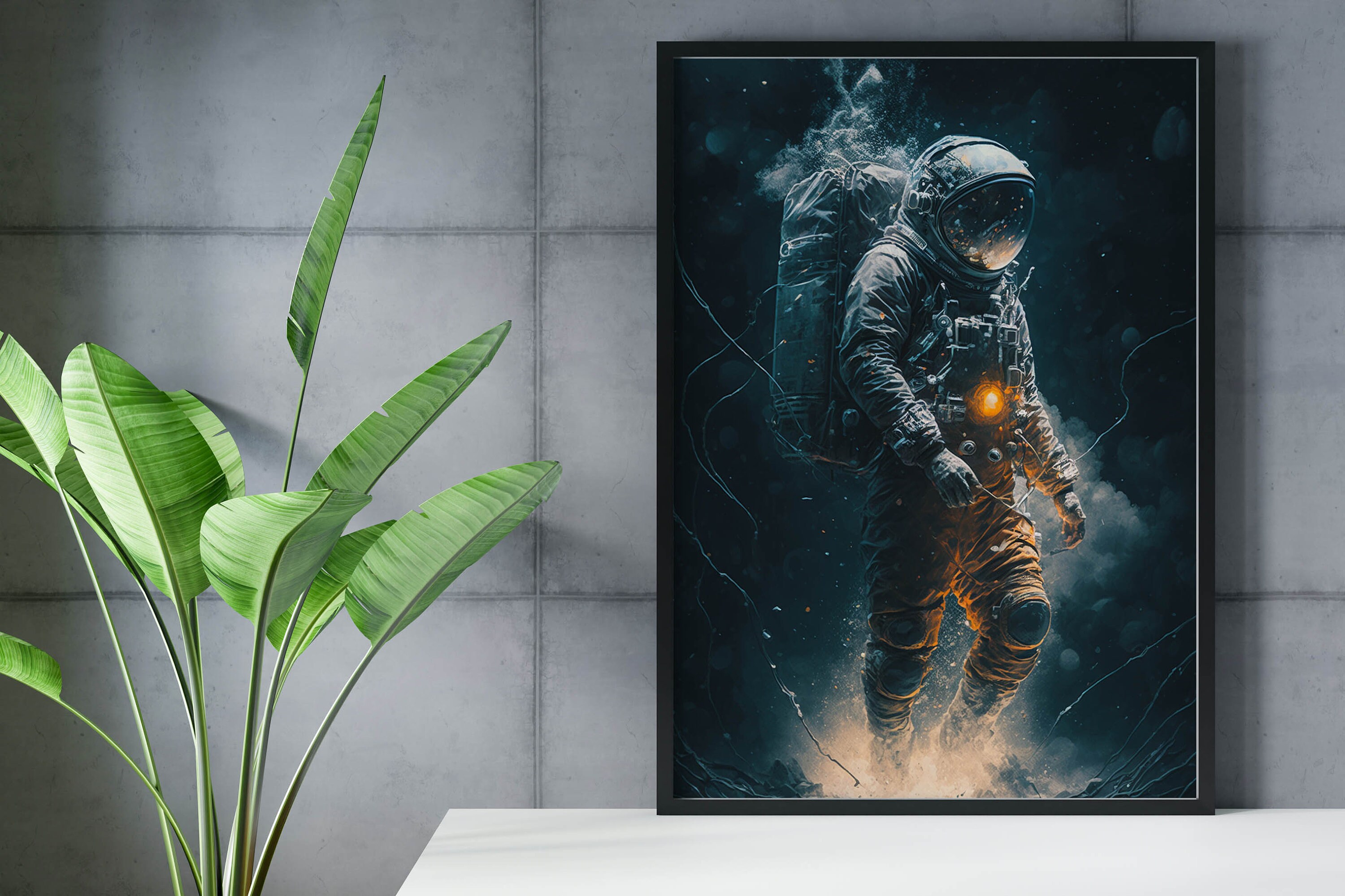 Astronaut Space Painting Art Print, Astronaut in Space Wall Art Poster ...