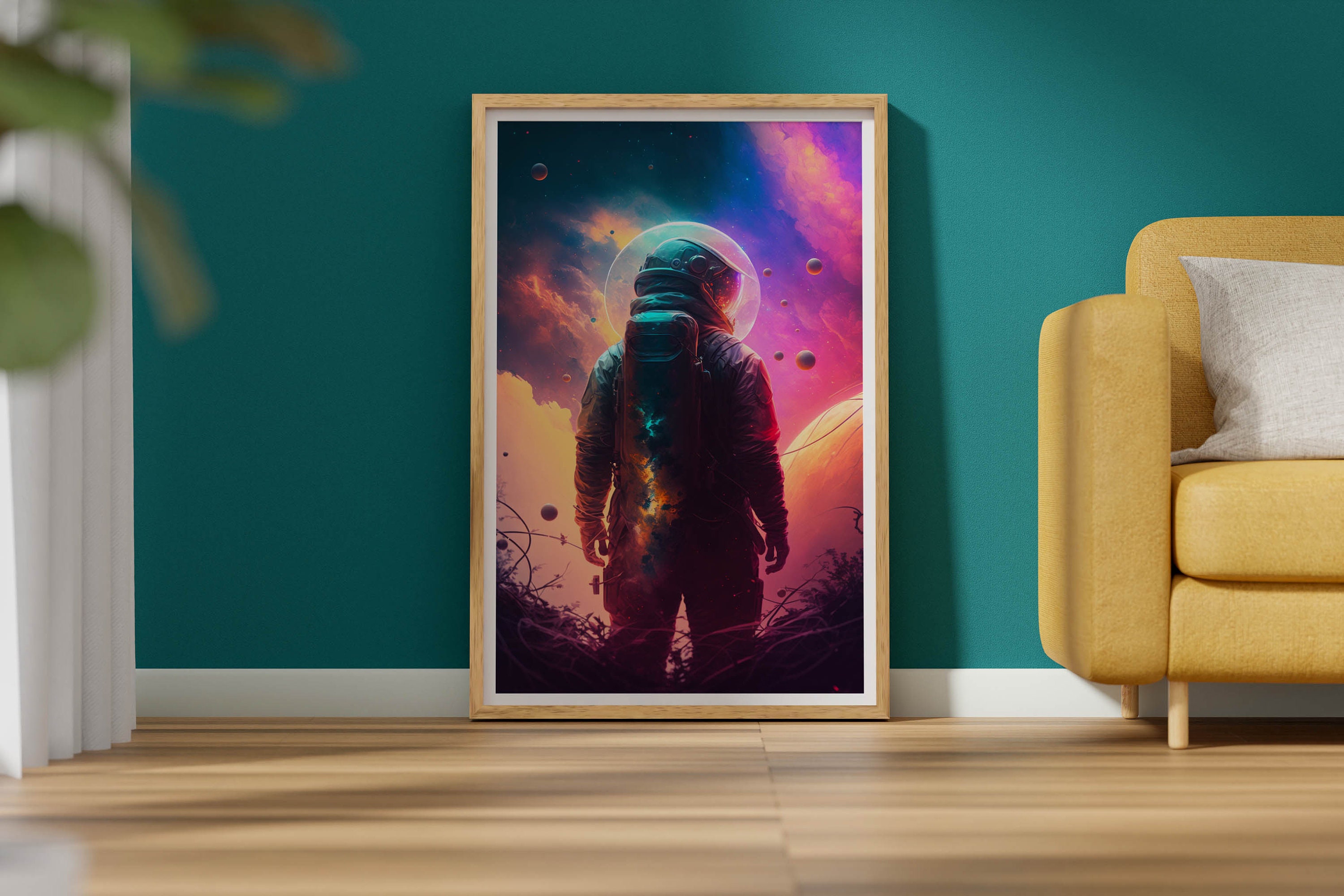 Astronaut in Space Art Print, Colorful Astronaut Wall Art Poster ...