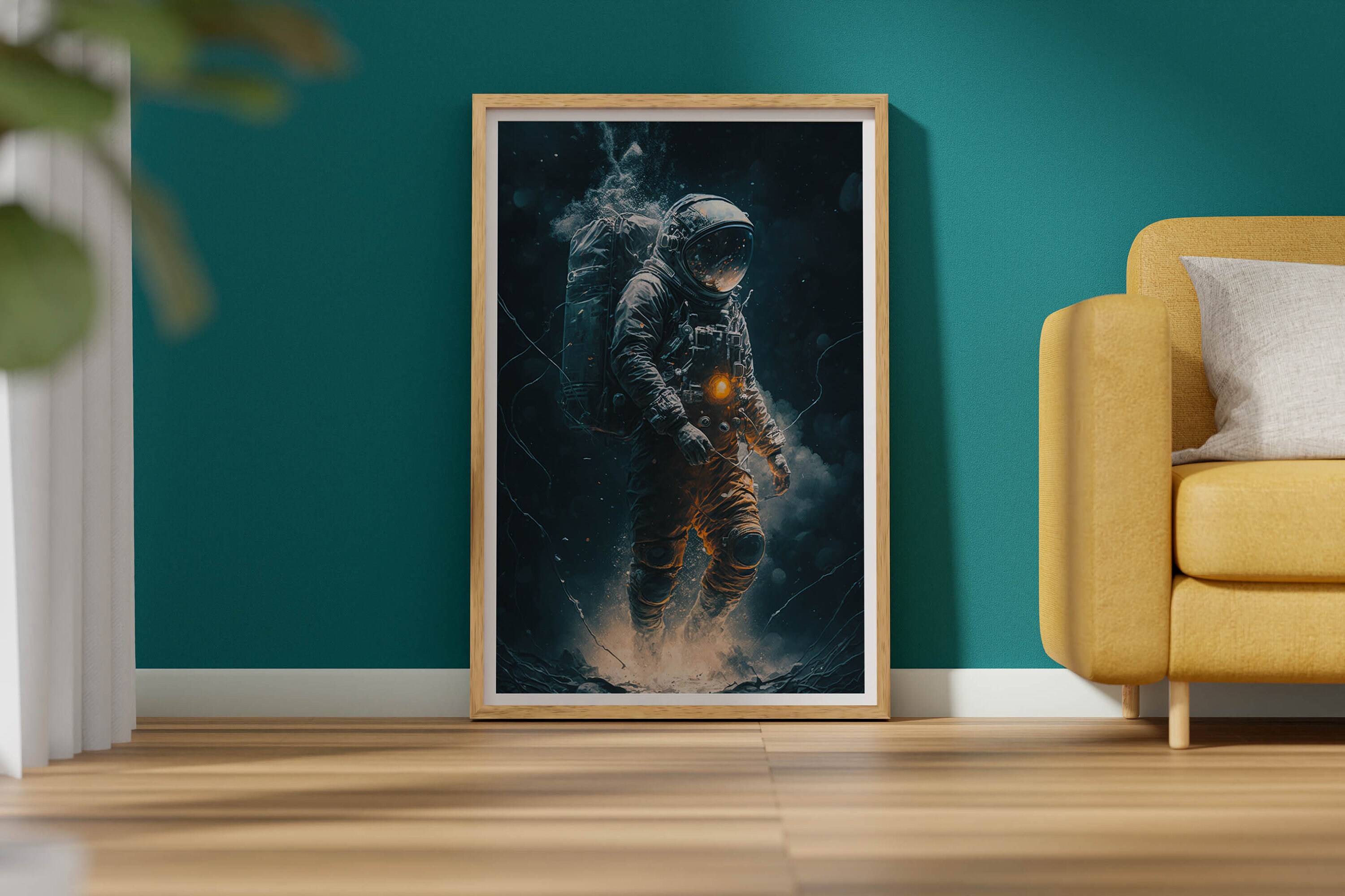 Astronaut Space Painting Art Print, Astronaut in Space Wall Art Poster ...