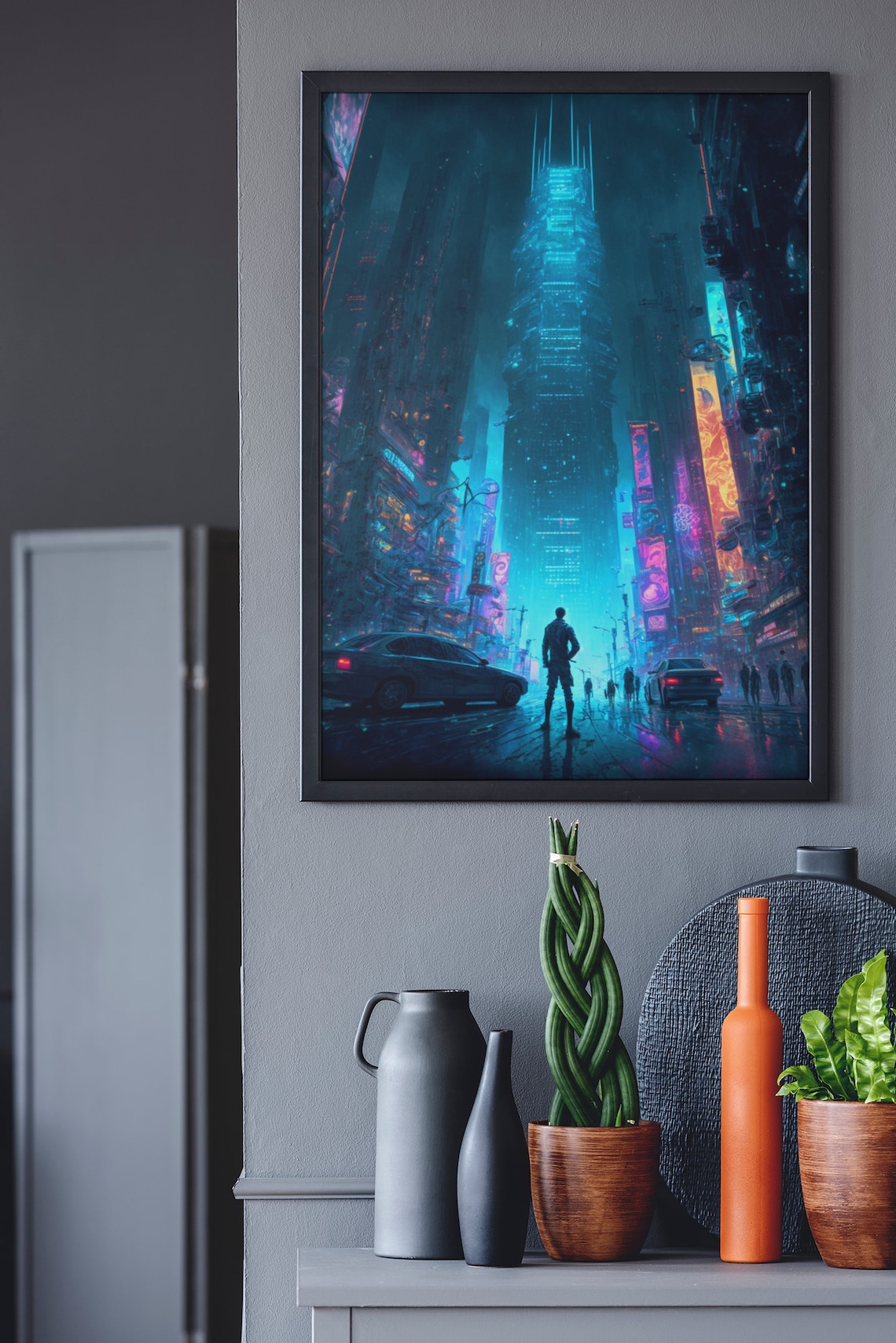 Cyberpunk Futuristic Times Square in New York Art Print,cyberpunk Wall — free download