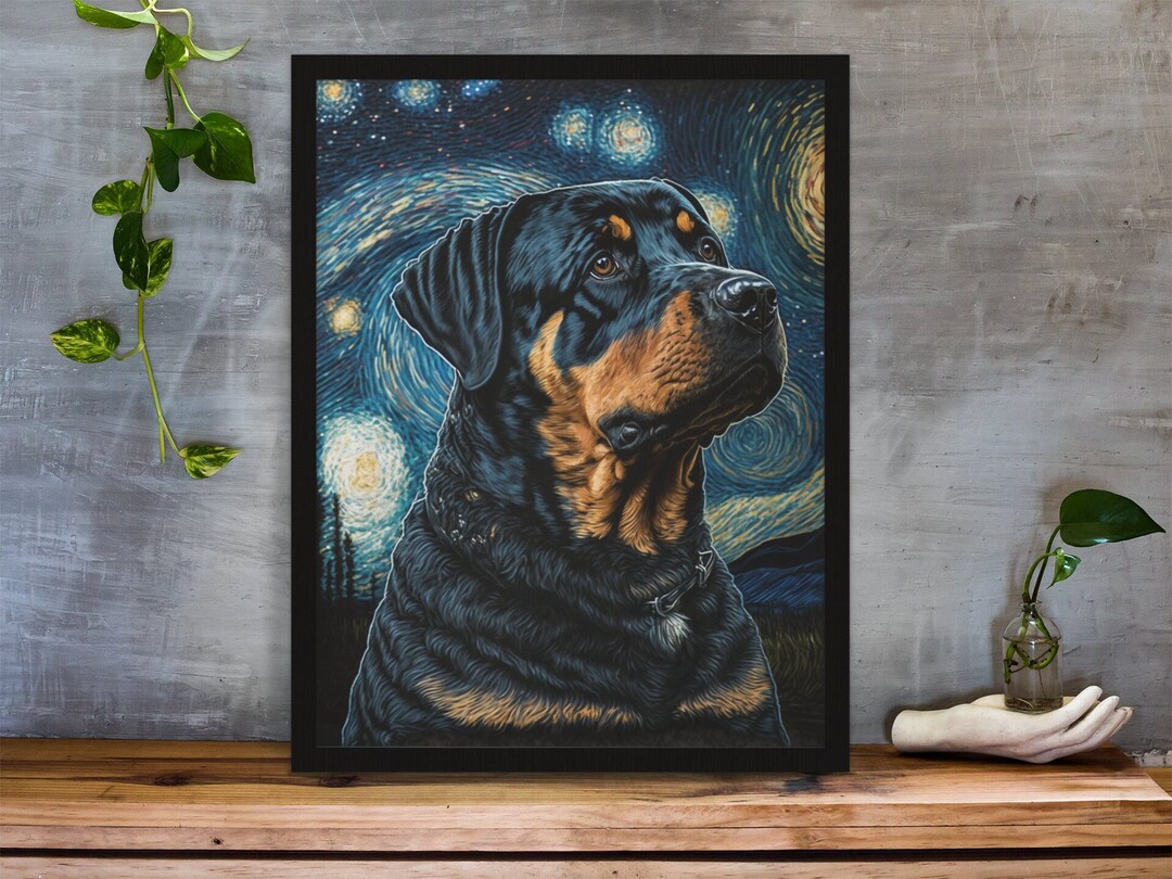 Dog Art Print,rottweiler Starry Night Painting Poster Print,original ...