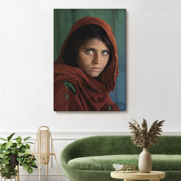 Afghanisches Mädchen Wanddekoration, National Geographic Wandkunst, berühmte Mädchenmalerei, historisches Kunstposter, ethnisches Wandbild,