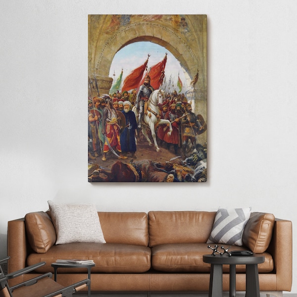 Fausto Zonaro Fatih Canvas Decor, Ottoman Wall Art, Famous Paintings, Mid Century Ottoman Print, Islamic Wall Art, Oil Illustration Poster