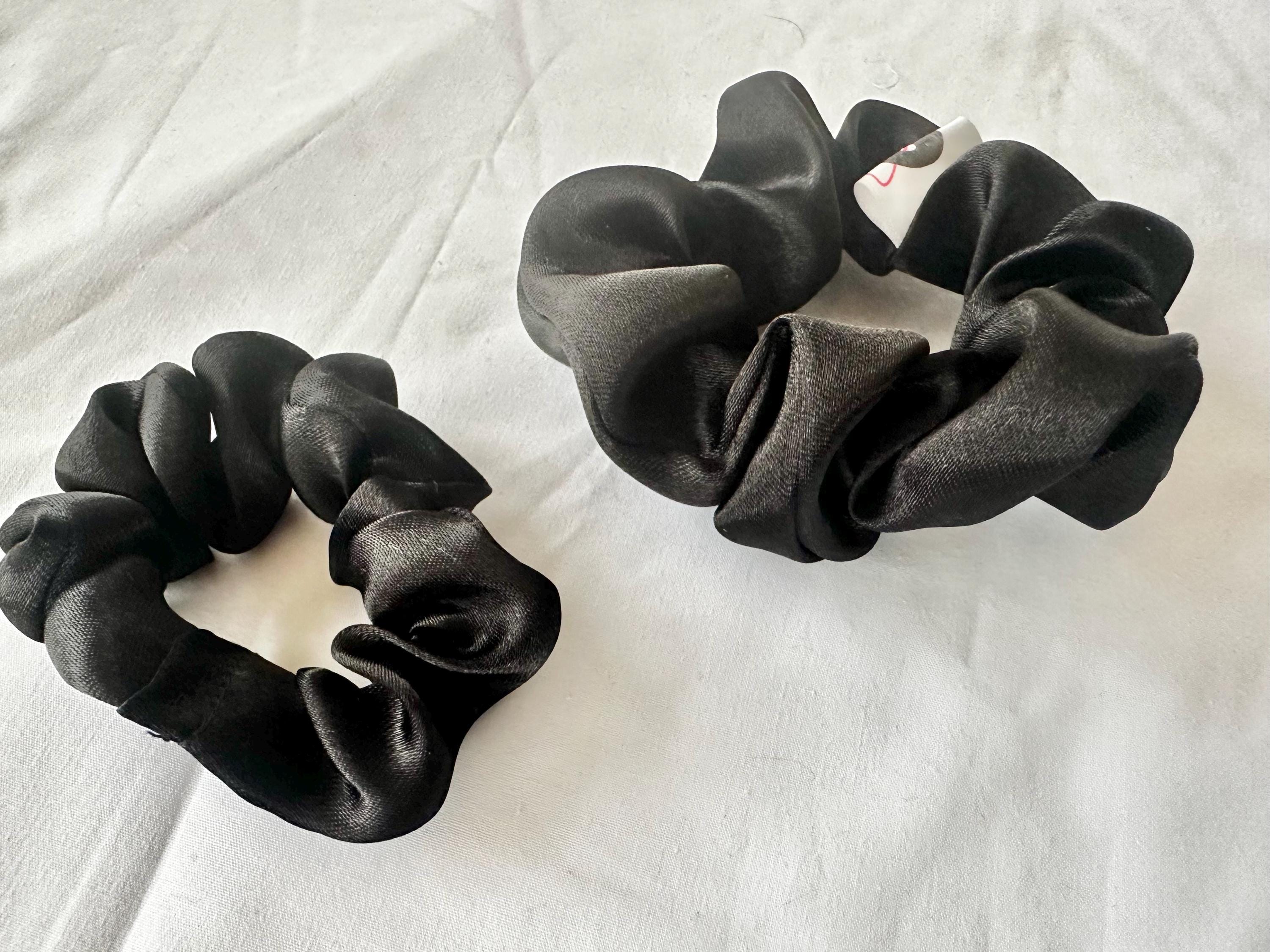 Black Satin Scrunchie, Wedding Bridal Party Prom