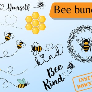 Pacchetto SVG ape / Disegni ape / File di taglio digitale per Cricut e Silhouette / Clipart ape mellifera