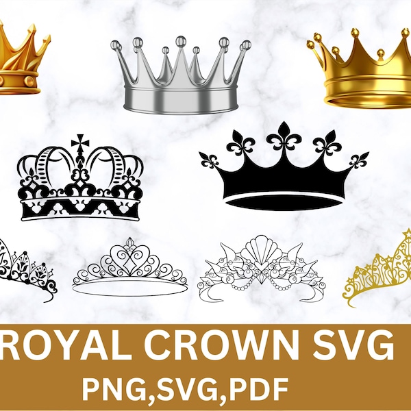 Royal Crown SVG, Queen Crown SVG, King Crown svg, Royal Crown Birthday svg, Princess SVG, File for Cricut, Instant Download