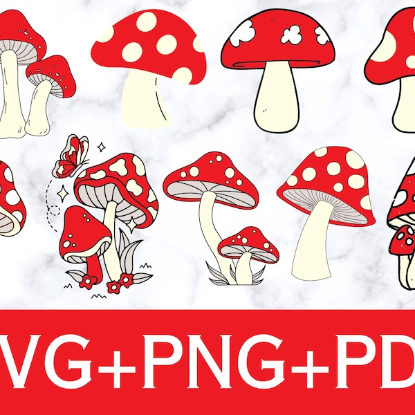 Mushroom Svg Bundle, Floral Mushroom SVG, Mushroom Clipart, Magic  Mushroom SVG, Mushroom PNG Bundle