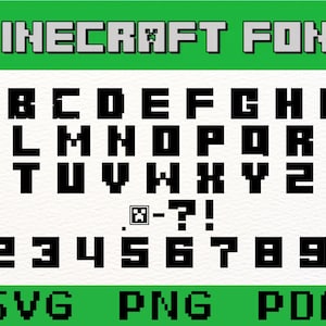 Paquete de fuentes SVG de Minecraft, fuente de píxeles SVG, alfabeto de jugador, letras de bloque PNG, fuente de juego, archivos Cricut, letras estilo Minecraft, fuente SVG.